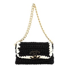 Chanel Fancy Crochet Flap Bag Stoff klein