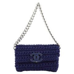 Chanel Fancy Crochet Flap Bag Fabric Small