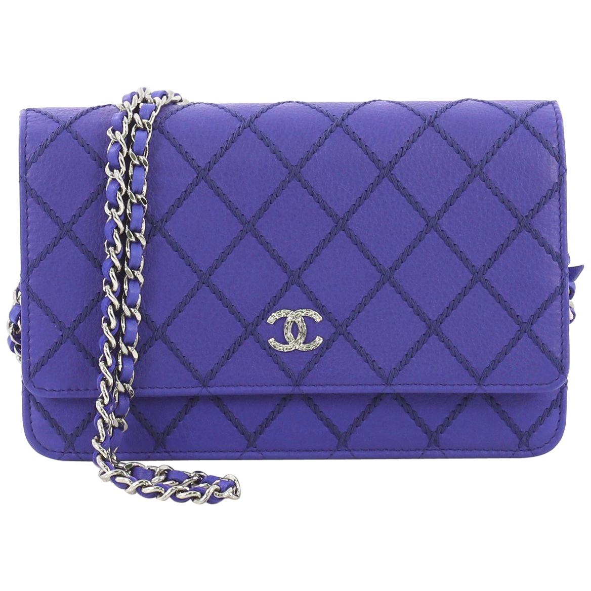 Chanel Quilted CC Wallet on Chain Quilted Metallic Lambskin at 1stDibs