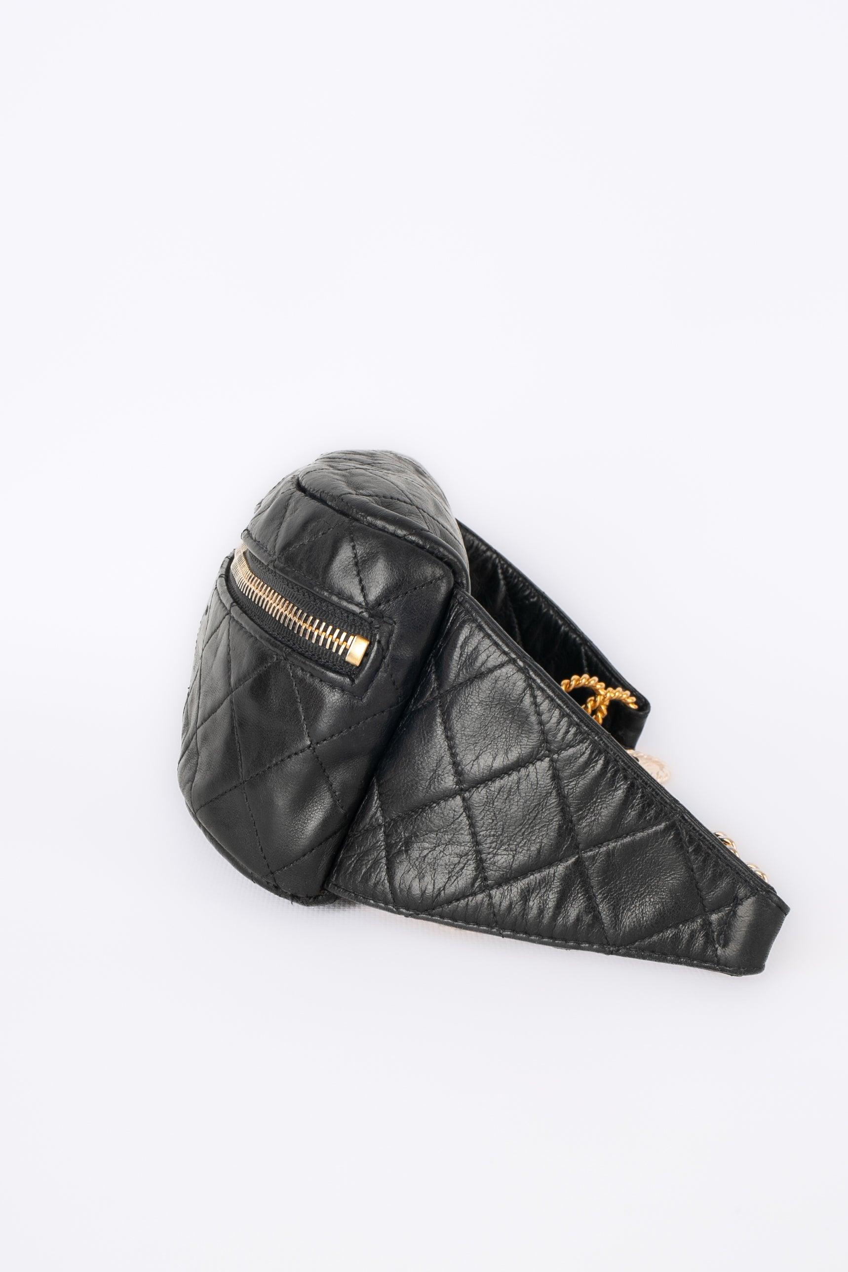 Chanel Fanny Pack Black Lamb Leather Belt Bag, 1990 2