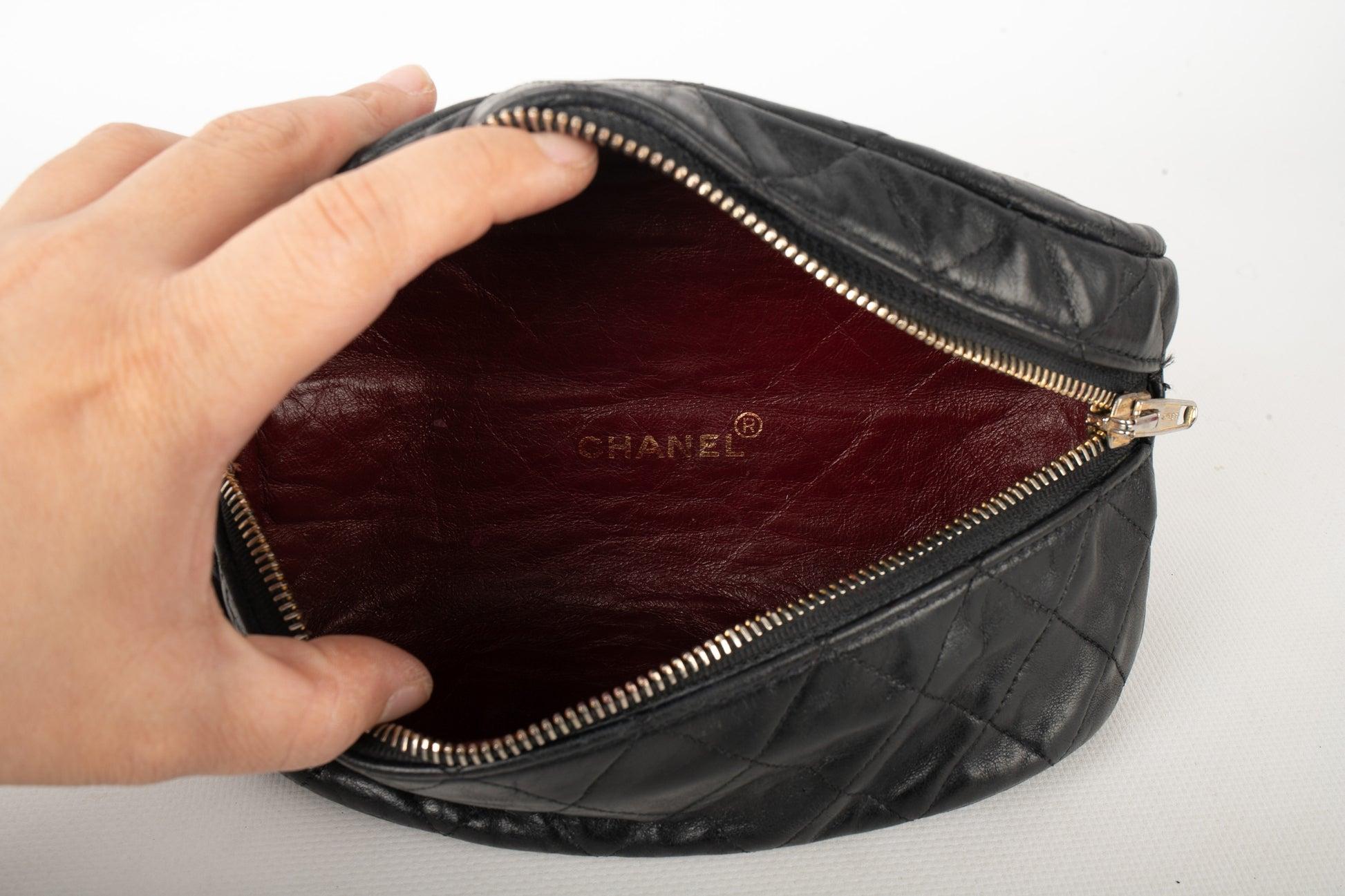 Chanel Fanny Pack Black Lamb Leather Belt Bag, 1990 4