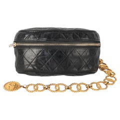 Chanel Fanny Pack Black Lamb Leather Belt Bag, 1990
