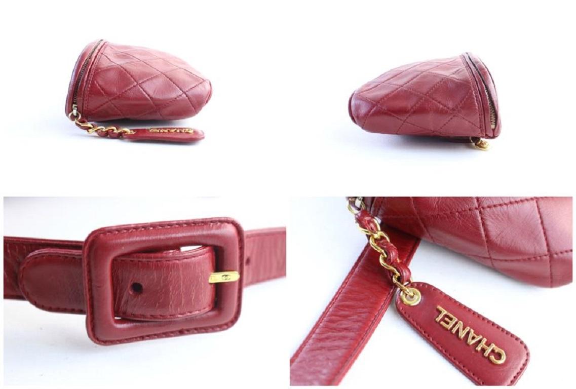 Chanel Fanny Pack Waist Pouch 1cr0703 Rote gesteppte Leder-Umhängetasche im Angebot 3