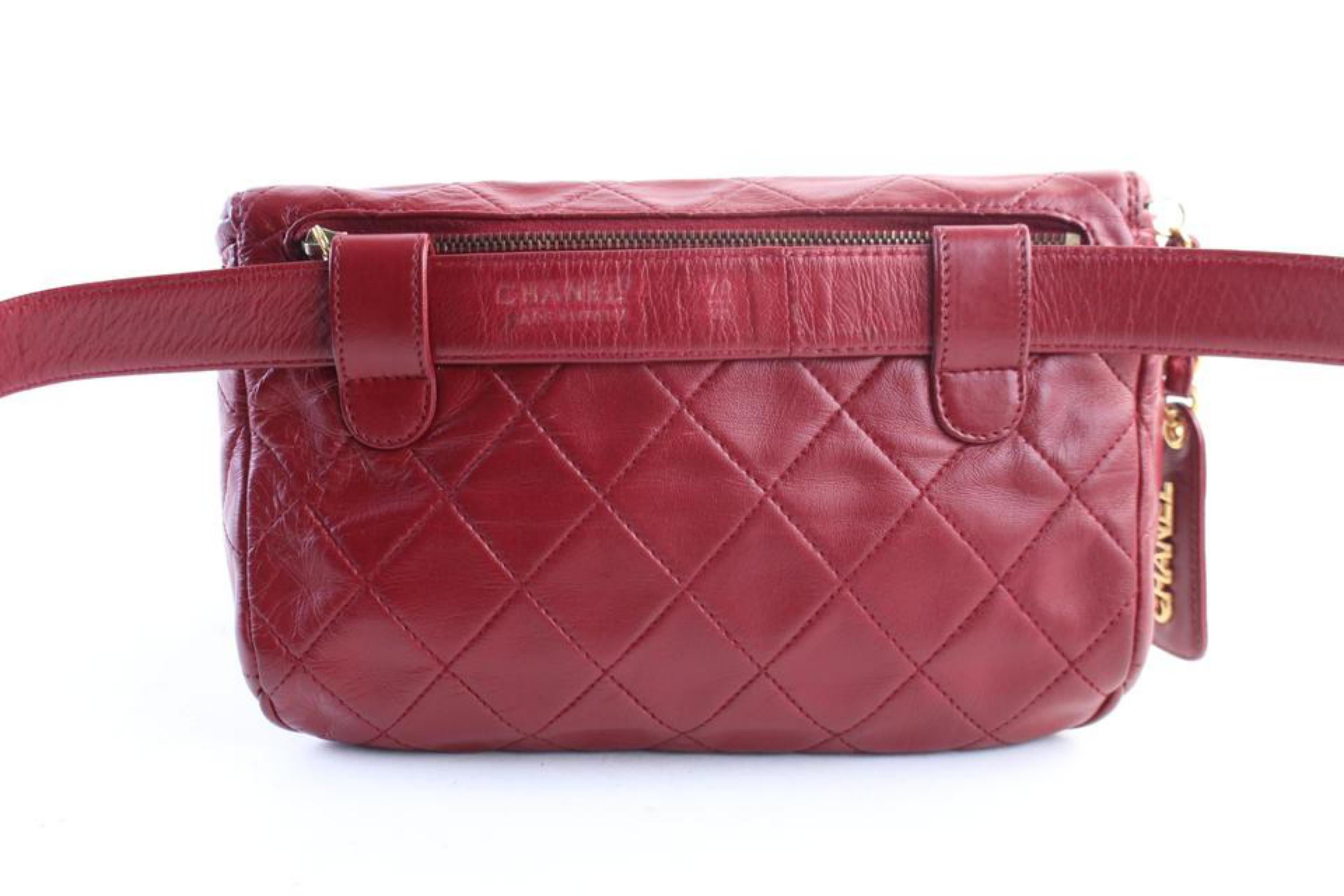 Chanel Fanny Pack Waist Pouch 1cr0703 Red Quilted Leather Cross Body Bag For Sale 2