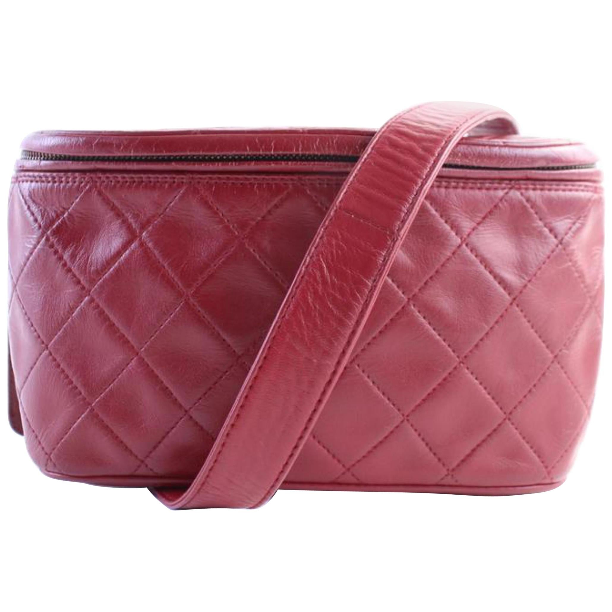 Chanel Fanny Pack Waist Pouch 1cr0703 Red Quilted Leather Cross Body Bag For Sale