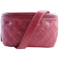 Chanel Black Leather Logo Eyelets Belt Bag For Sale at 1stDibs