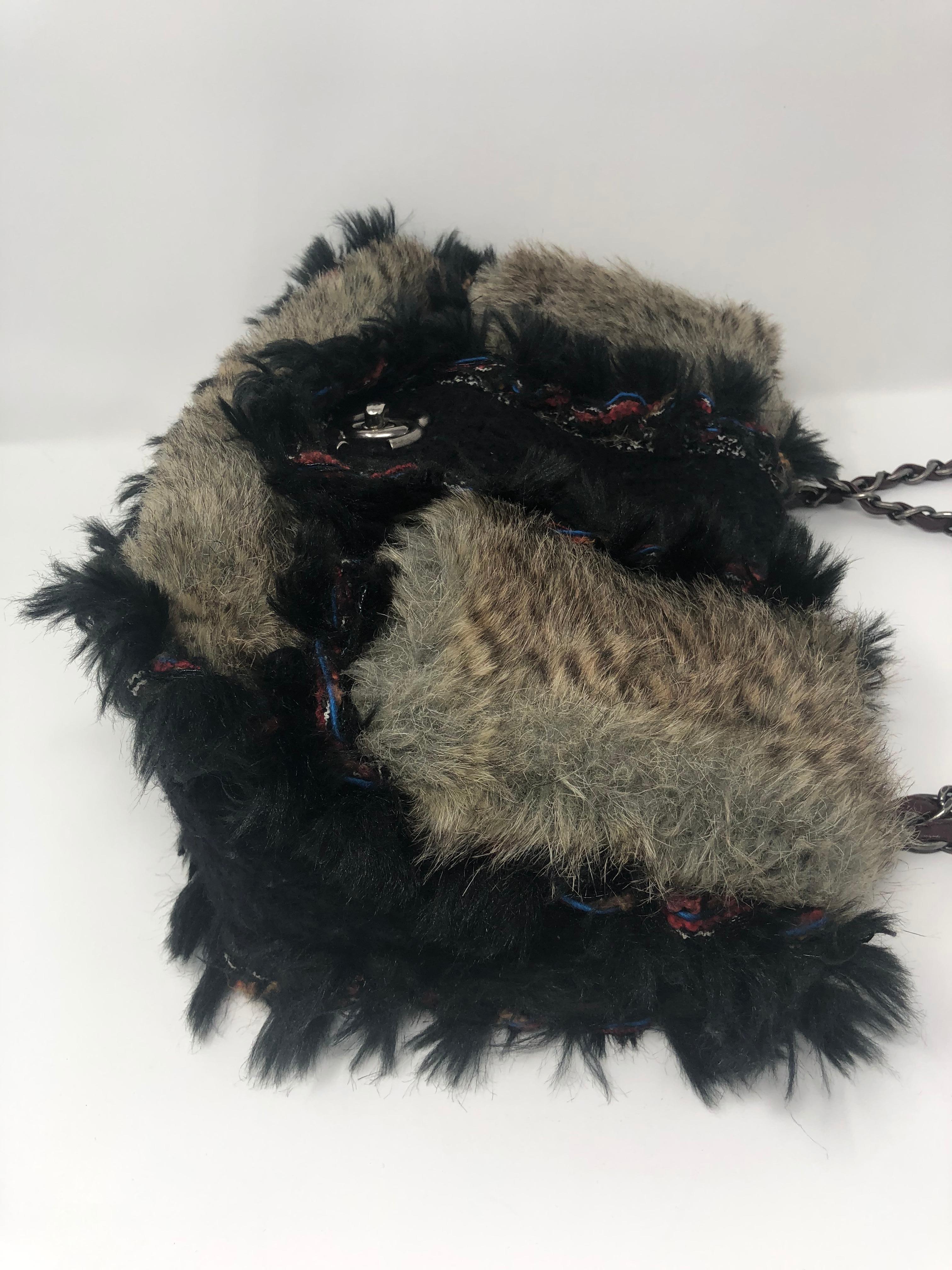 Chanel Fantasy Black Fur and Tweed Bag  8