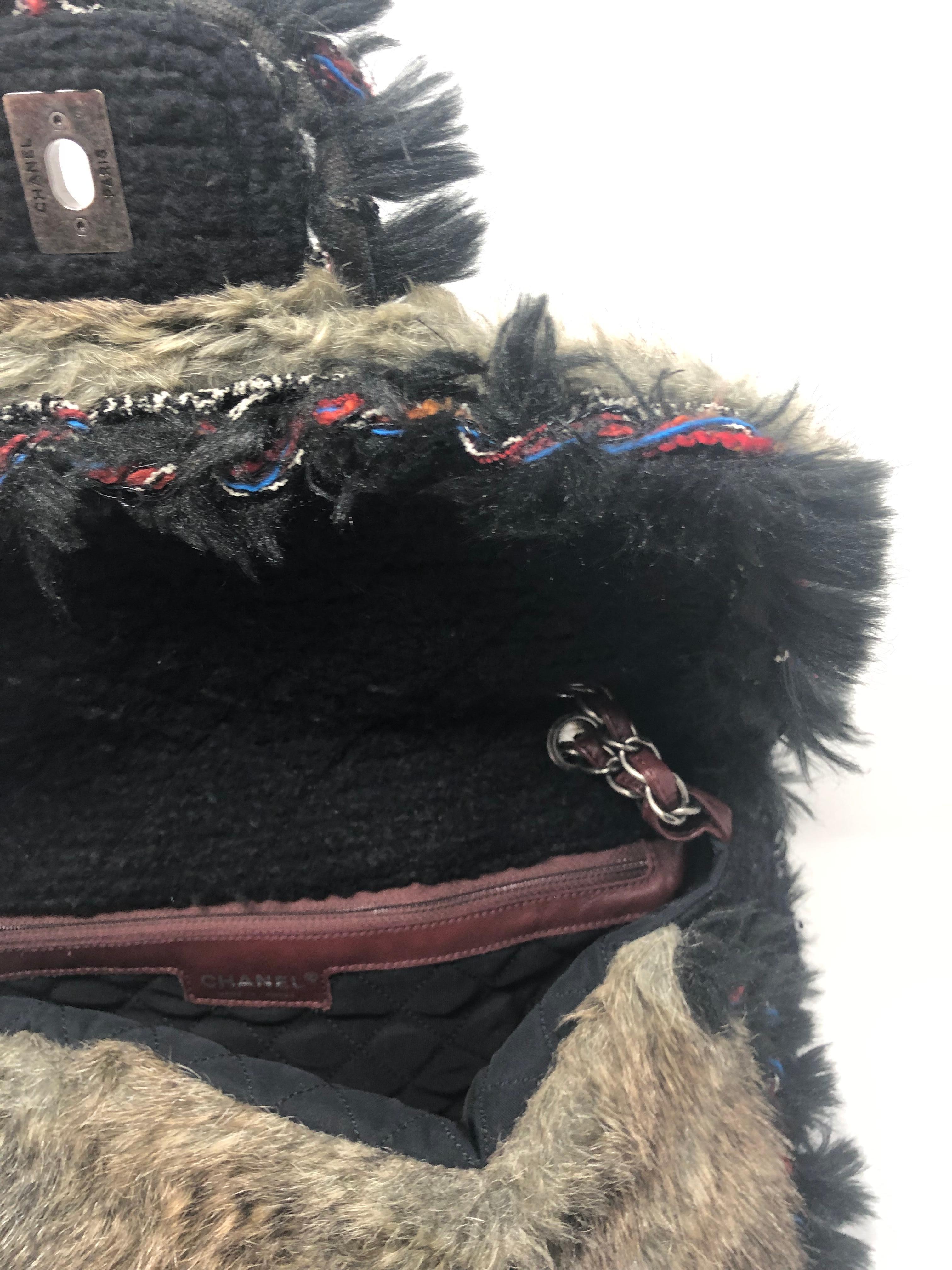 Chanel Fantasy Black Fur and Tweed Bag  10
