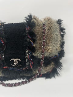Chanel Fantasy Black Fur and Tweed Bag