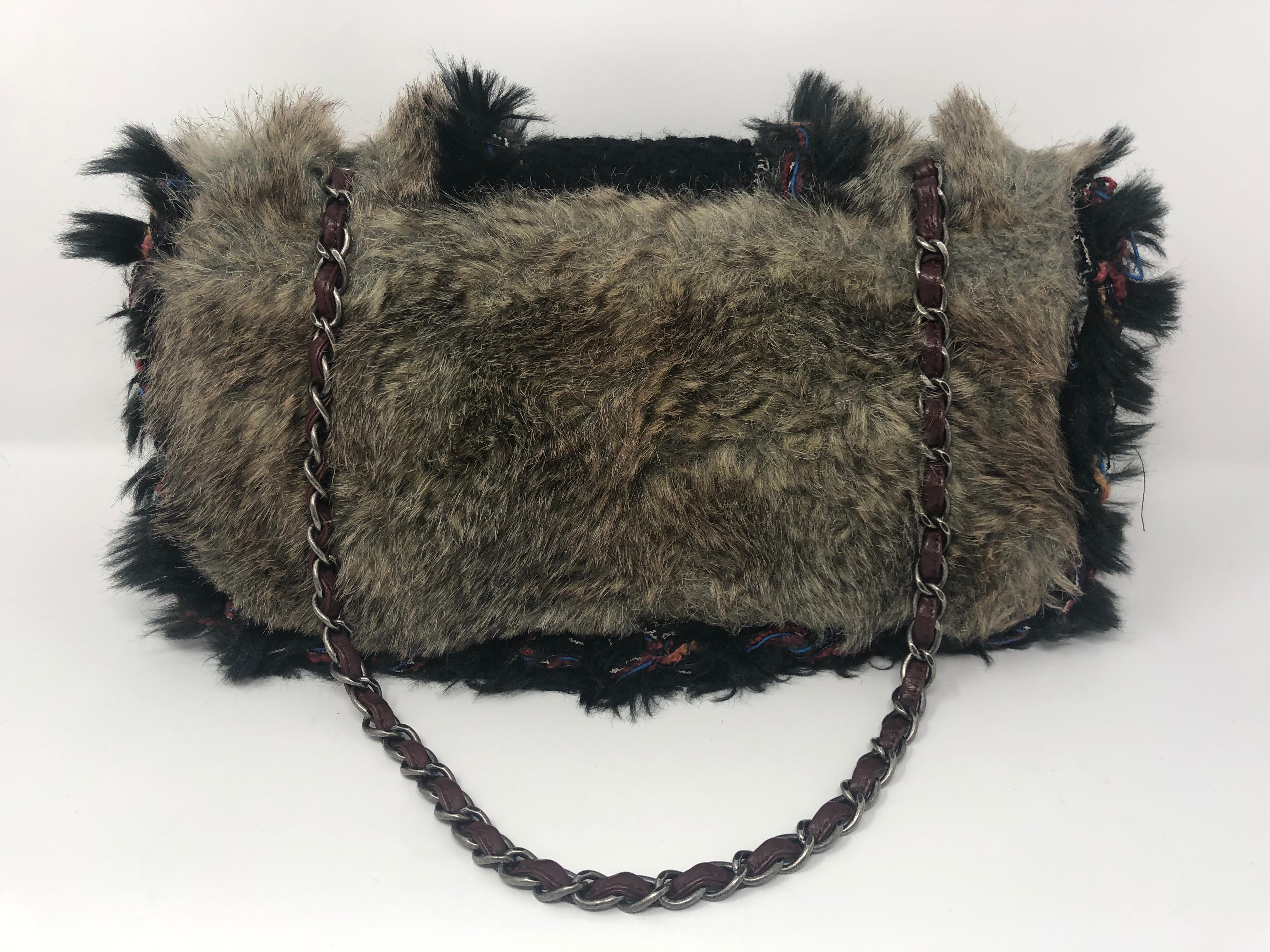 Chanel Fantasy Black Fur and Tweed Bag  2