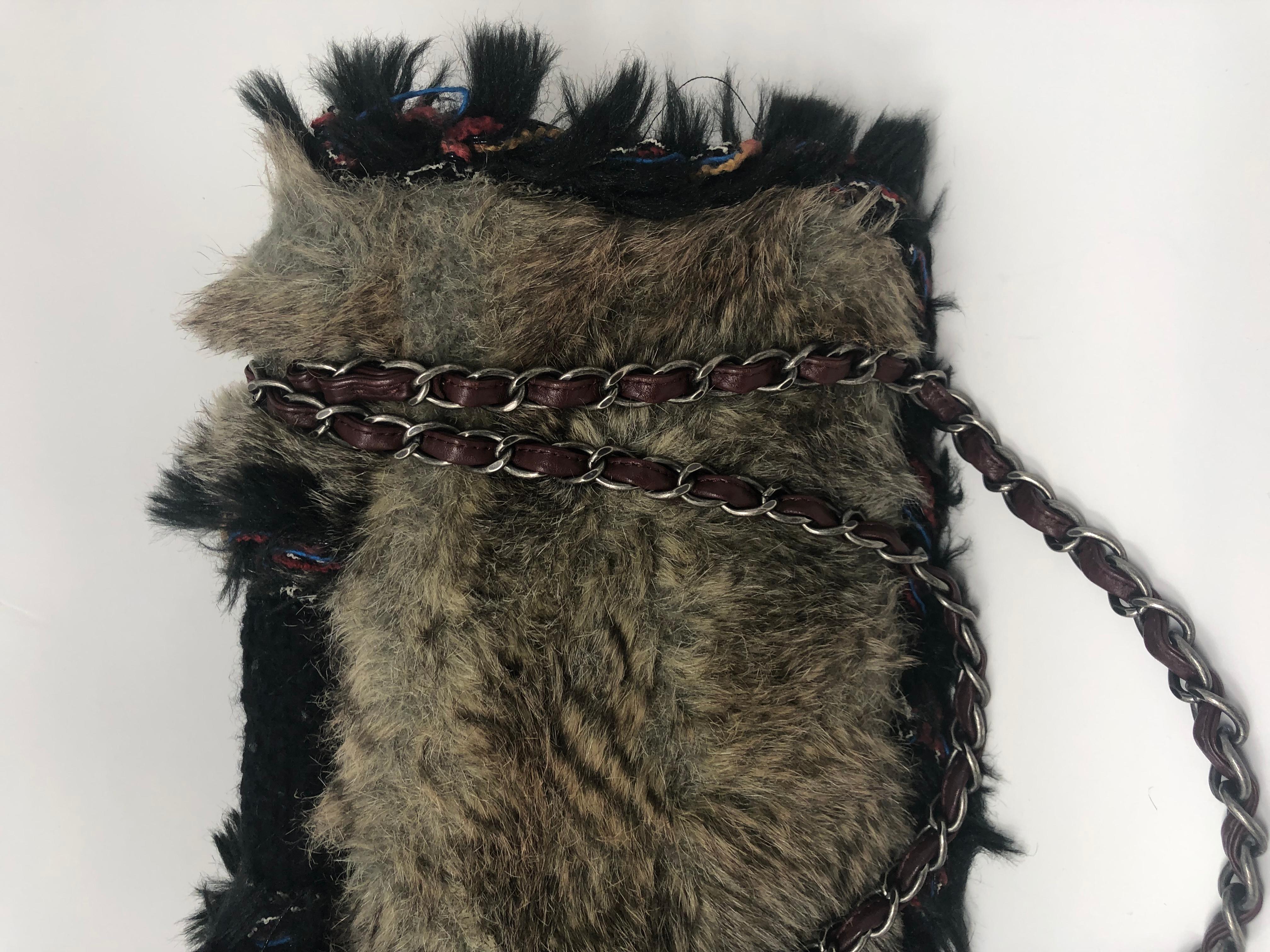Chanel Fantasy Black Fur and Tweed Bag 4