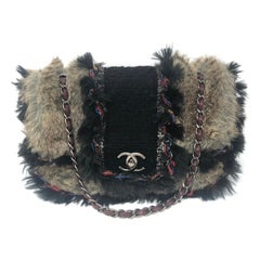 Chanel Fantasy Black Fur and Tweed Bag