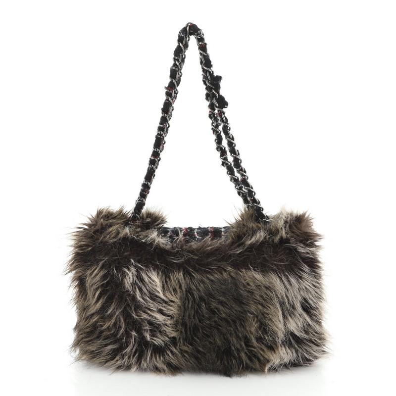 Chanel Fantasy Flap Bag Fur and Tweed Medium In Good Condition In NY, NY