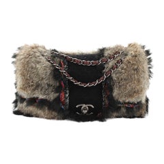 Chanel Fantasy Flap Bag Fur And Tweed Medium 