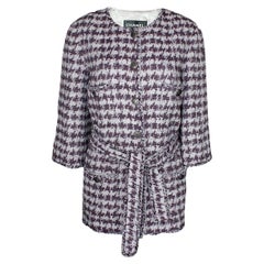 Chanel Fantasy Fringe Lesage Tweed Houndstooth Belted Jacket Coat