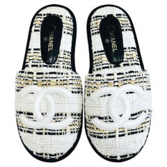 Chanel Pantuflas Fantasía Tweed Logo 'CC