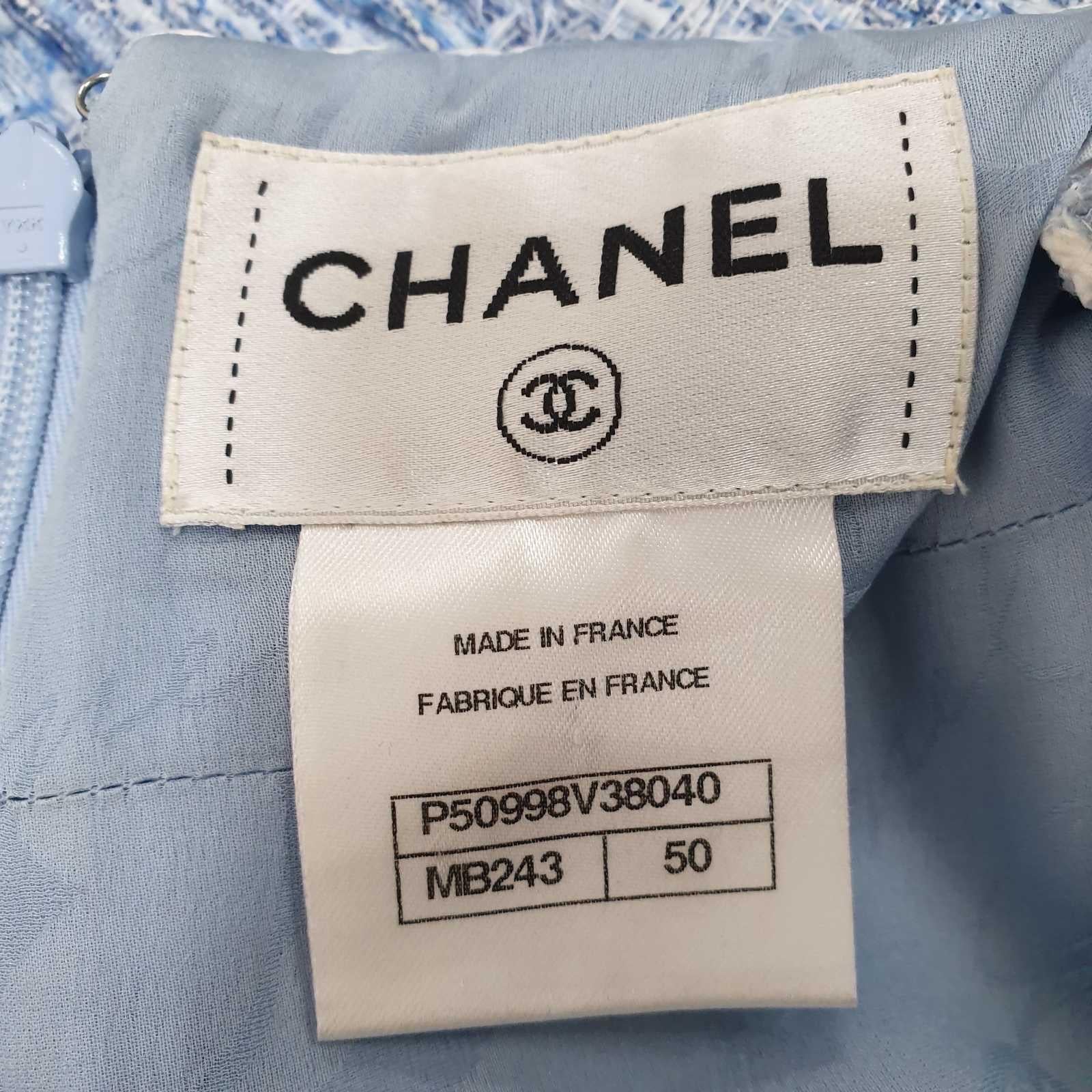 Donna Chanel Abito con frange in tweed fantasia Primavera 2015 15P Sz.50 in vendita