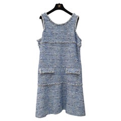 Chanel Abito con frange in tweed fantasia Primavera 2015 15P Sz.50