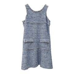 Chanel Abito con frange in tweed fantasia Primavera 2015 15P Sz.50