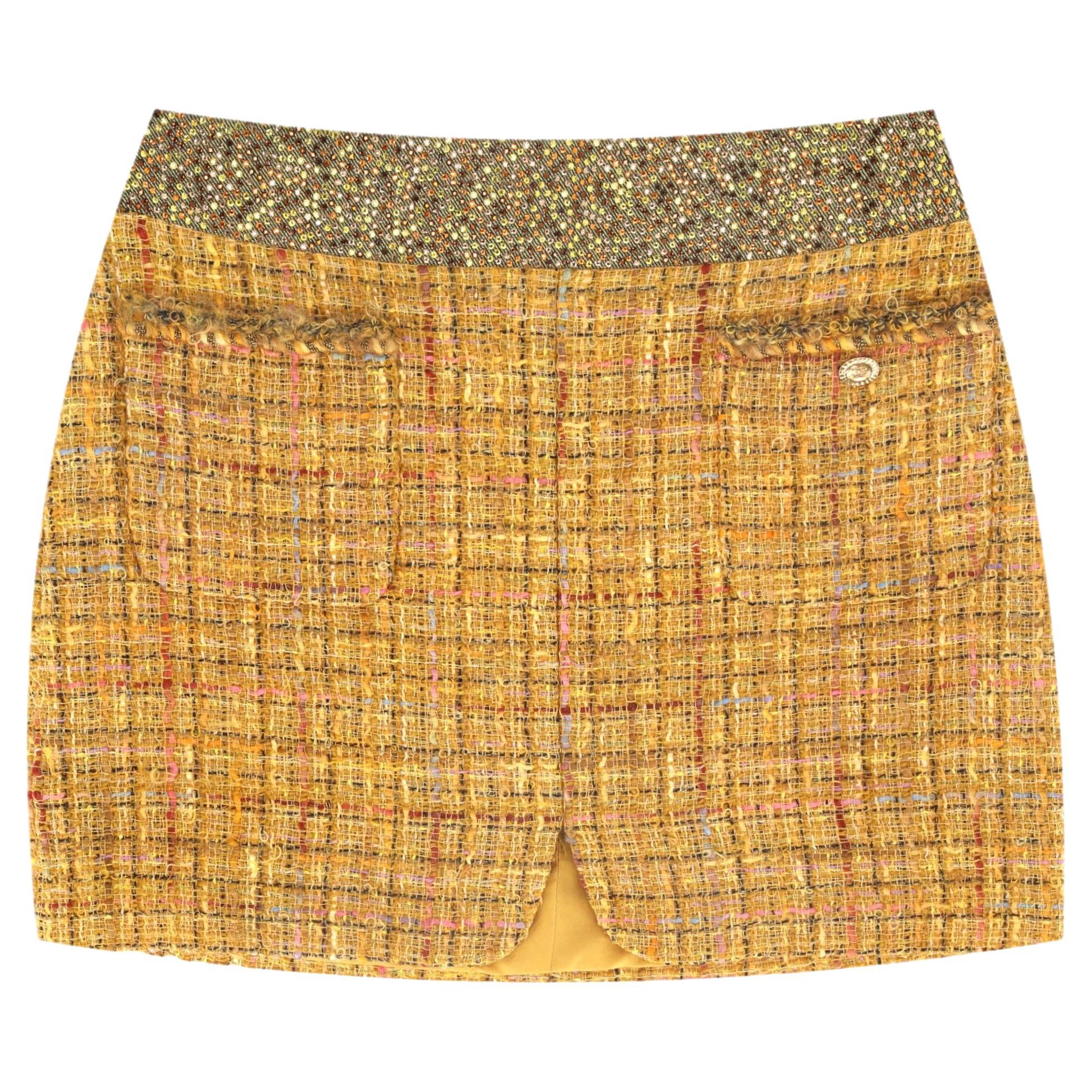 Chanel Fantasy Wool Tweed & Crystal Mini Skirt
