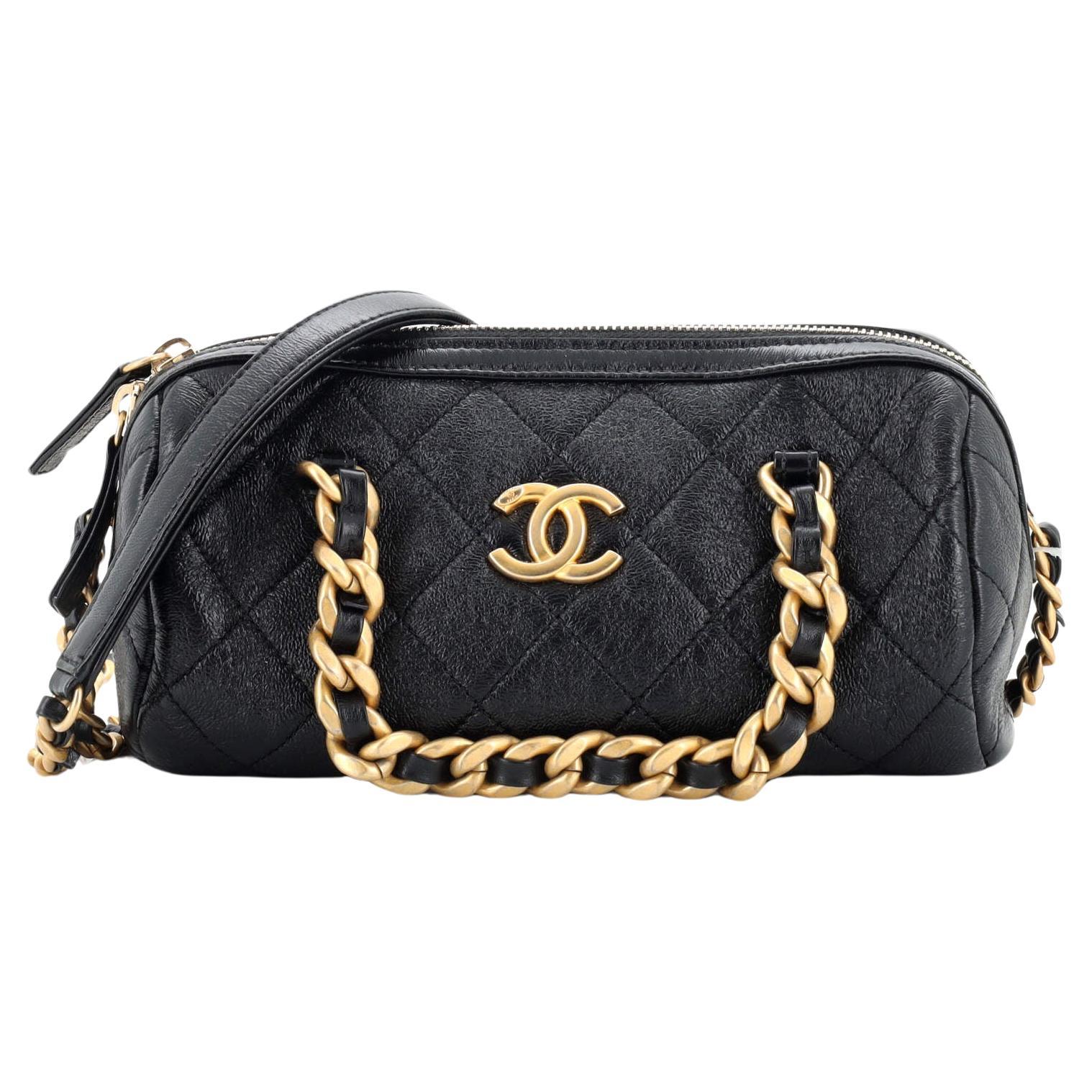 Chanel Fashion Therapy Bowling Bag Quilted Shiny Lambskin Small at 1stDibs