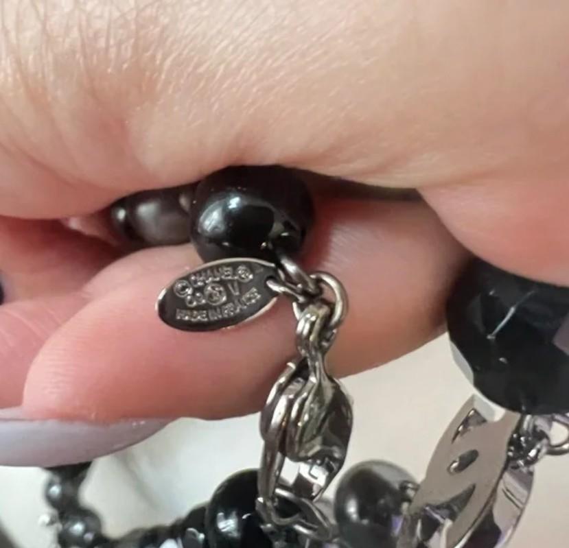 da uomo o donna Collana lunga Chanel con perle nere finte in vendita