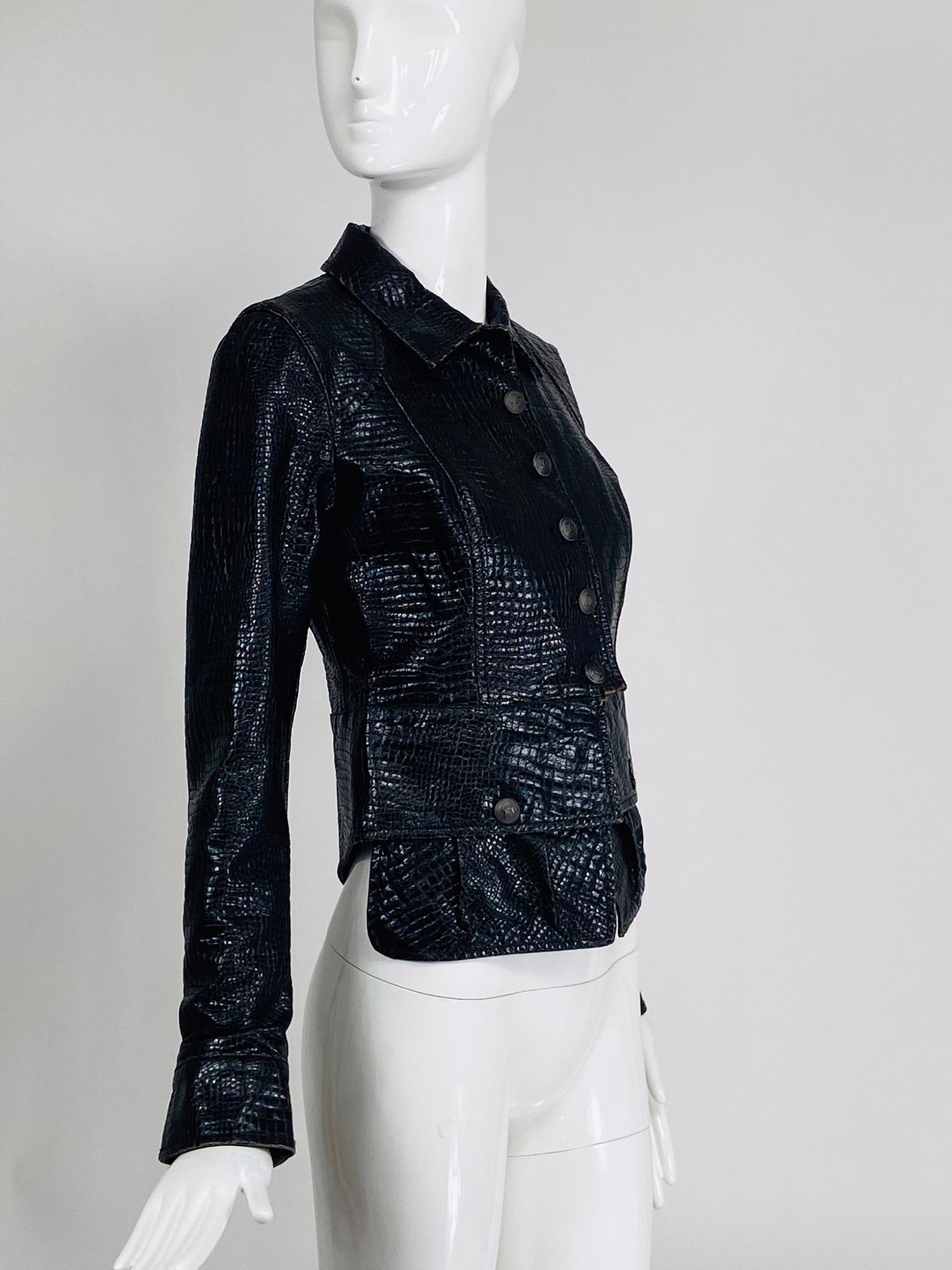 Women's Chanel Faux Crocodile Cropped Jacket 2003A 