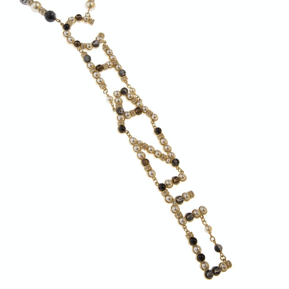 Chanel faux multicoloured pearls CHANEL Littering necklace In Excellent Condition In Capri, IT