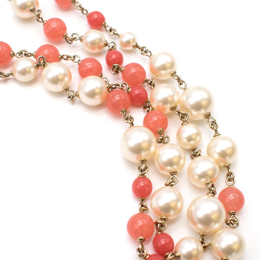 Chanel Faux Pearl and Crystal CC Camellia Necklace In New Condition In London, GB