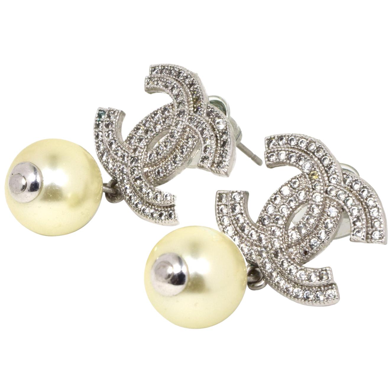 Chanel Faux Pearl and Large Strass CC 