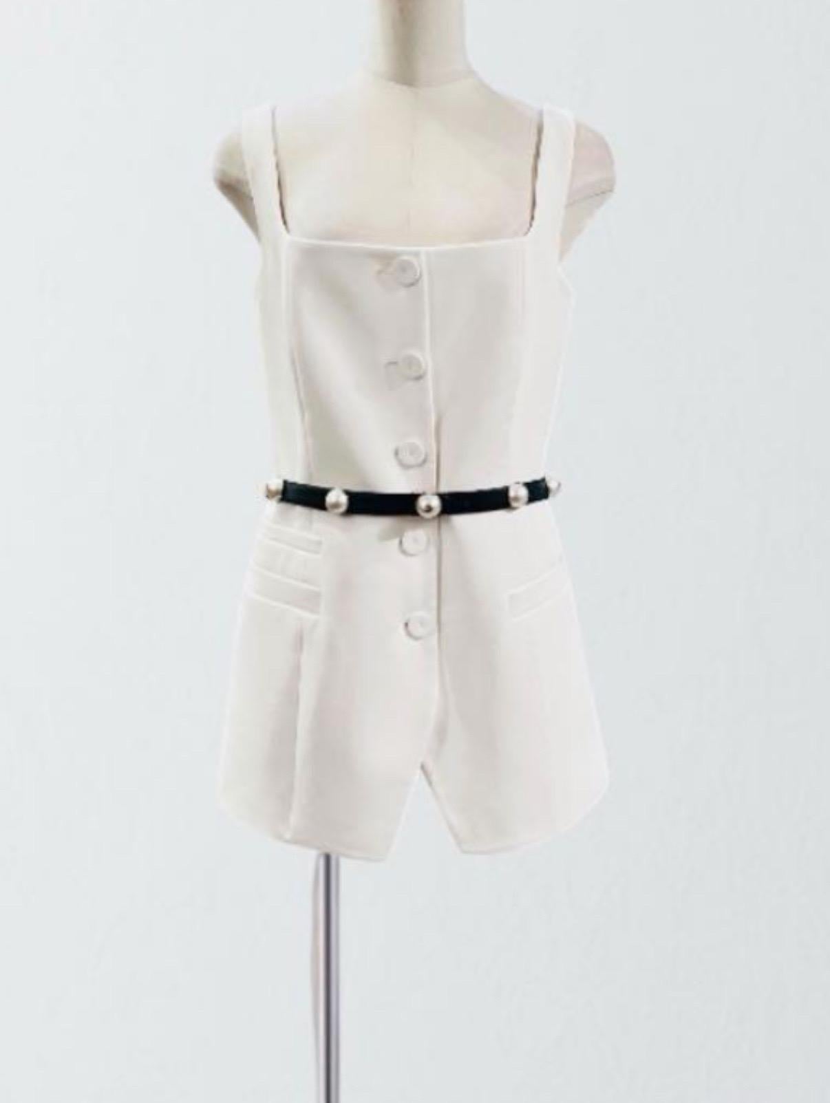 CHANEL Kunstperlen CC-Akzente Kalbsledergürtel schwarz - 80/32 (Braun) im Angebot