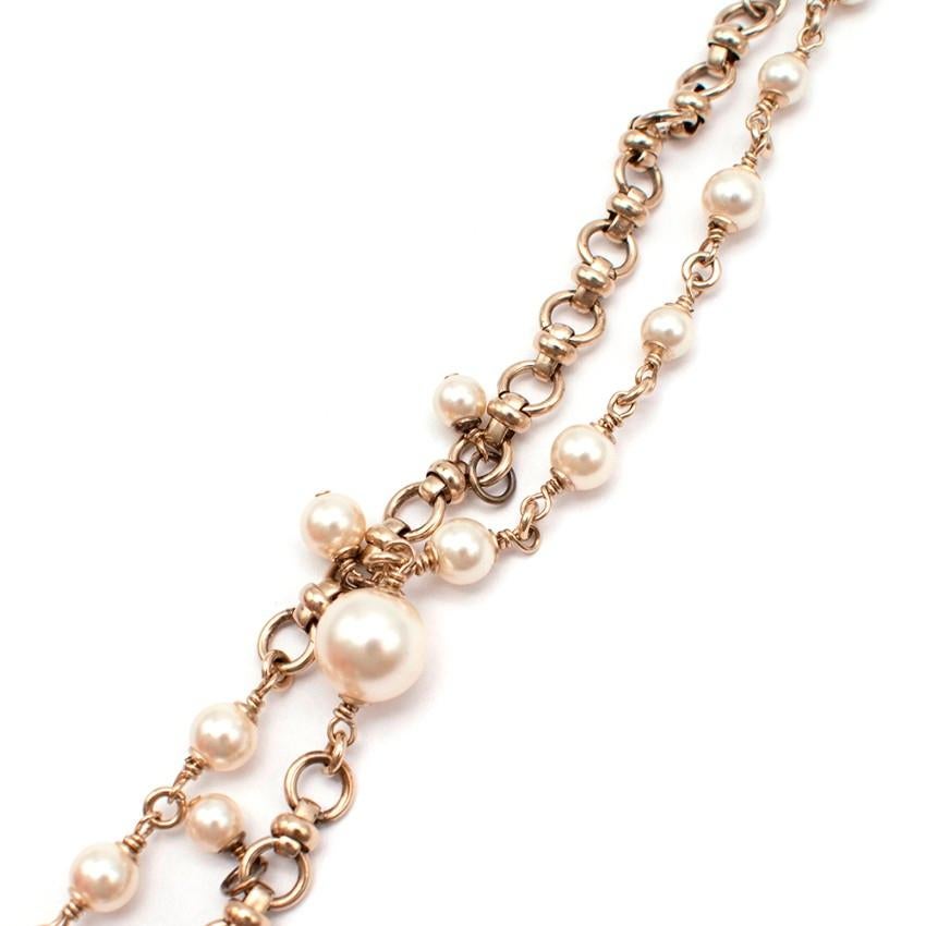 Women's or Men's Chanel Faux Pearl Chain Necklace with Coco doll Pendant