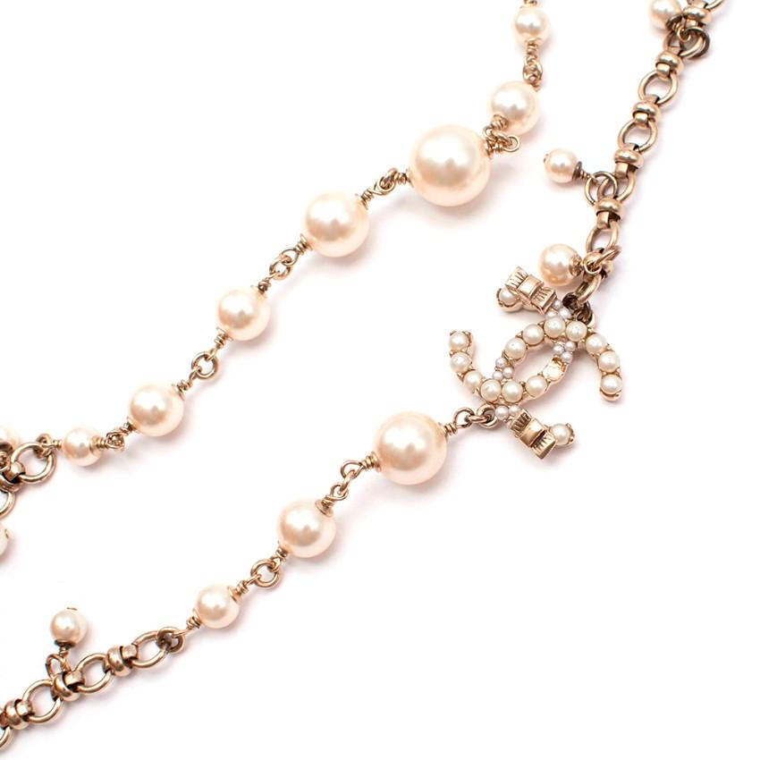 Chanel Faux Pearl Chain Necklace with Coco doll Pendant 1