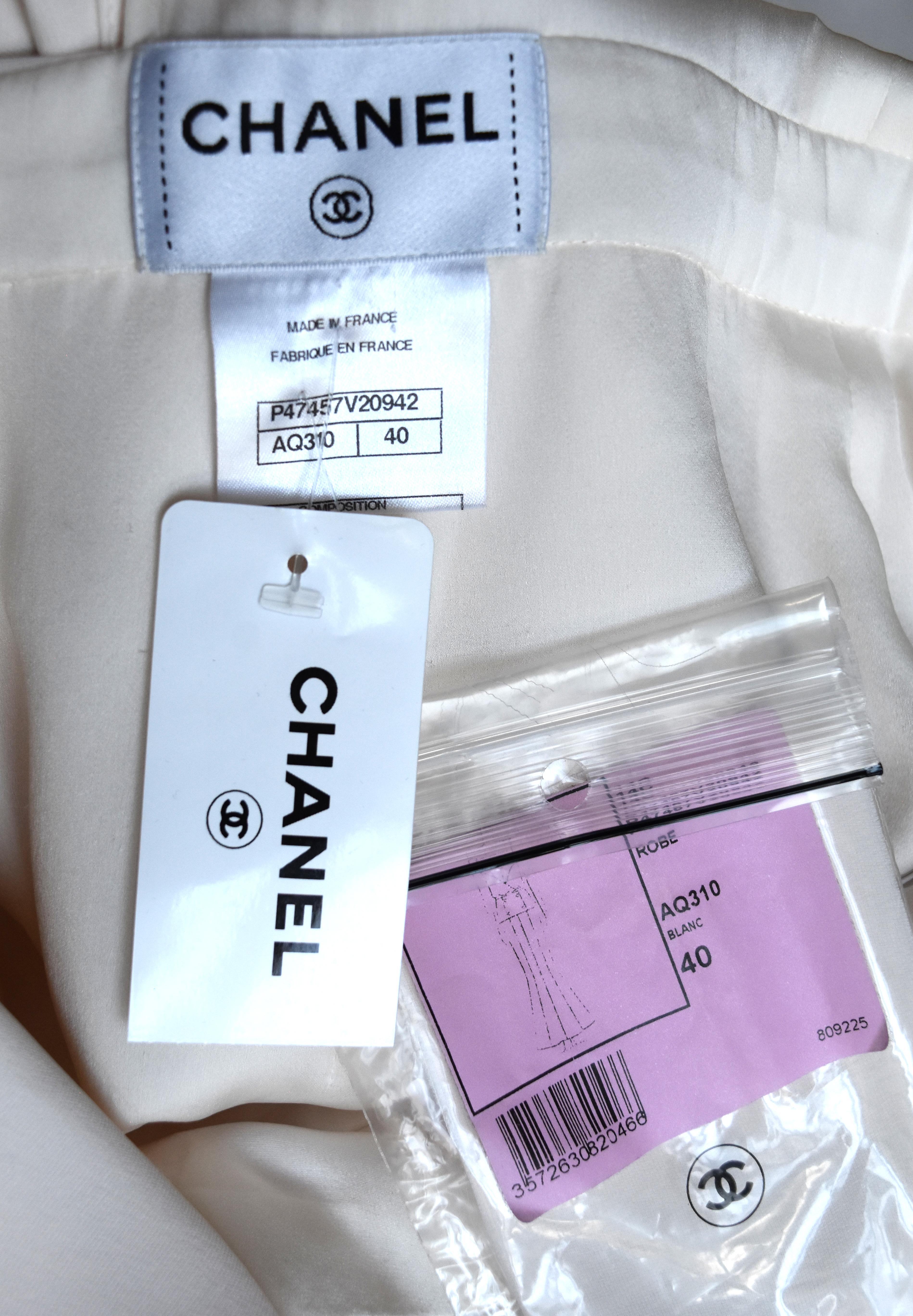 Chanel Faux Pearl Embellished Full Length Dress FR 40 14C 2014 NWT For Sale 3