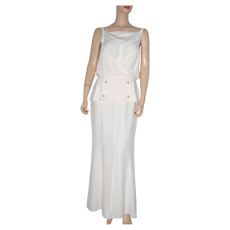 Chanel Faux Pearl Embellished Full Length Dress FR 40 14C 2014 NWT For Sale  at 1stDibs