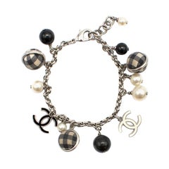 Chanel Faux Pearl, Gingham Ball & CC Charm Bracelet