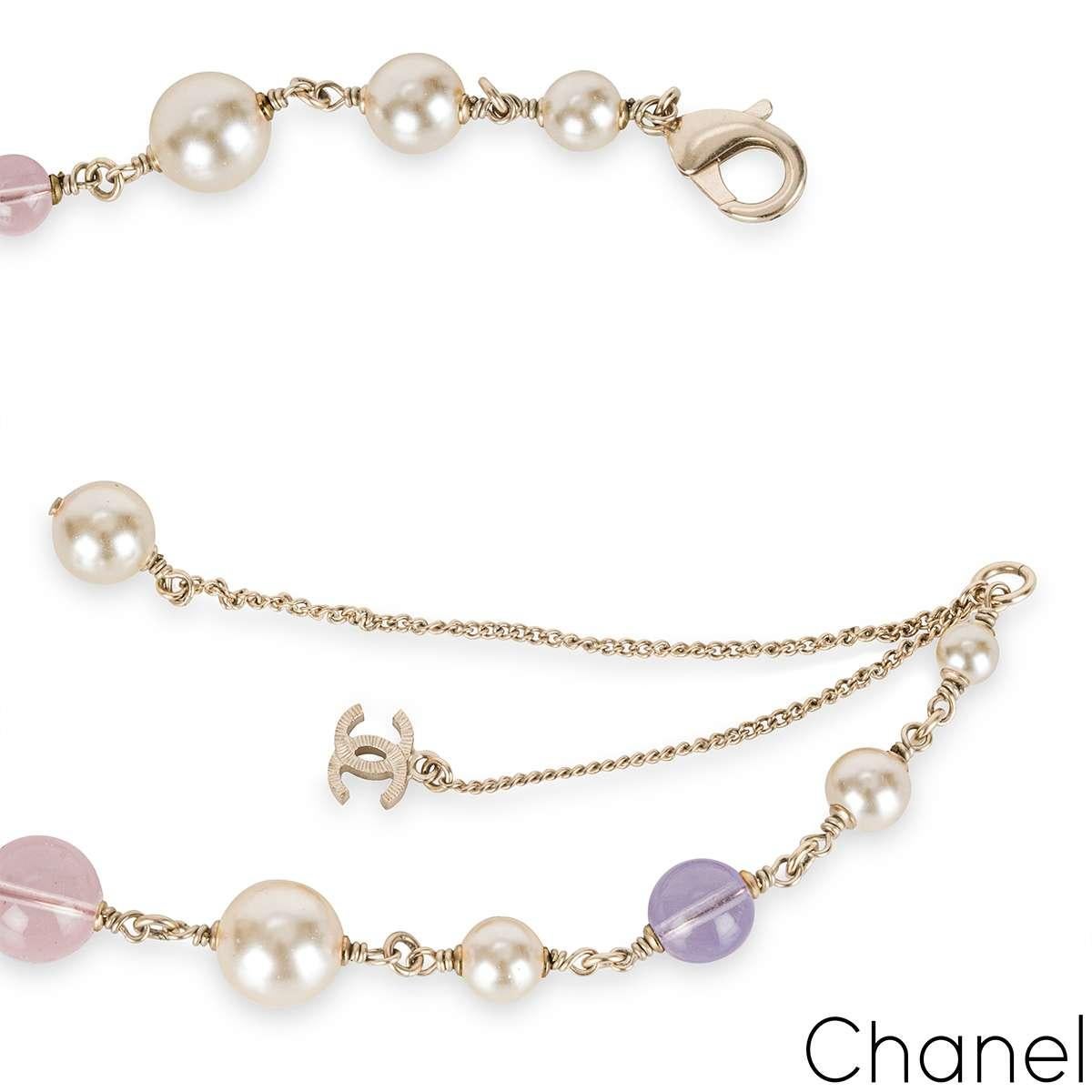 Chanel Faux Pearl & Glass Bead CC Necklace In Excellent Condition In London, GB