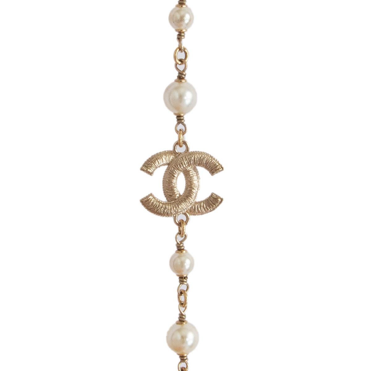 Women's CHANEL faux pearl & gold CC Chain Necklace