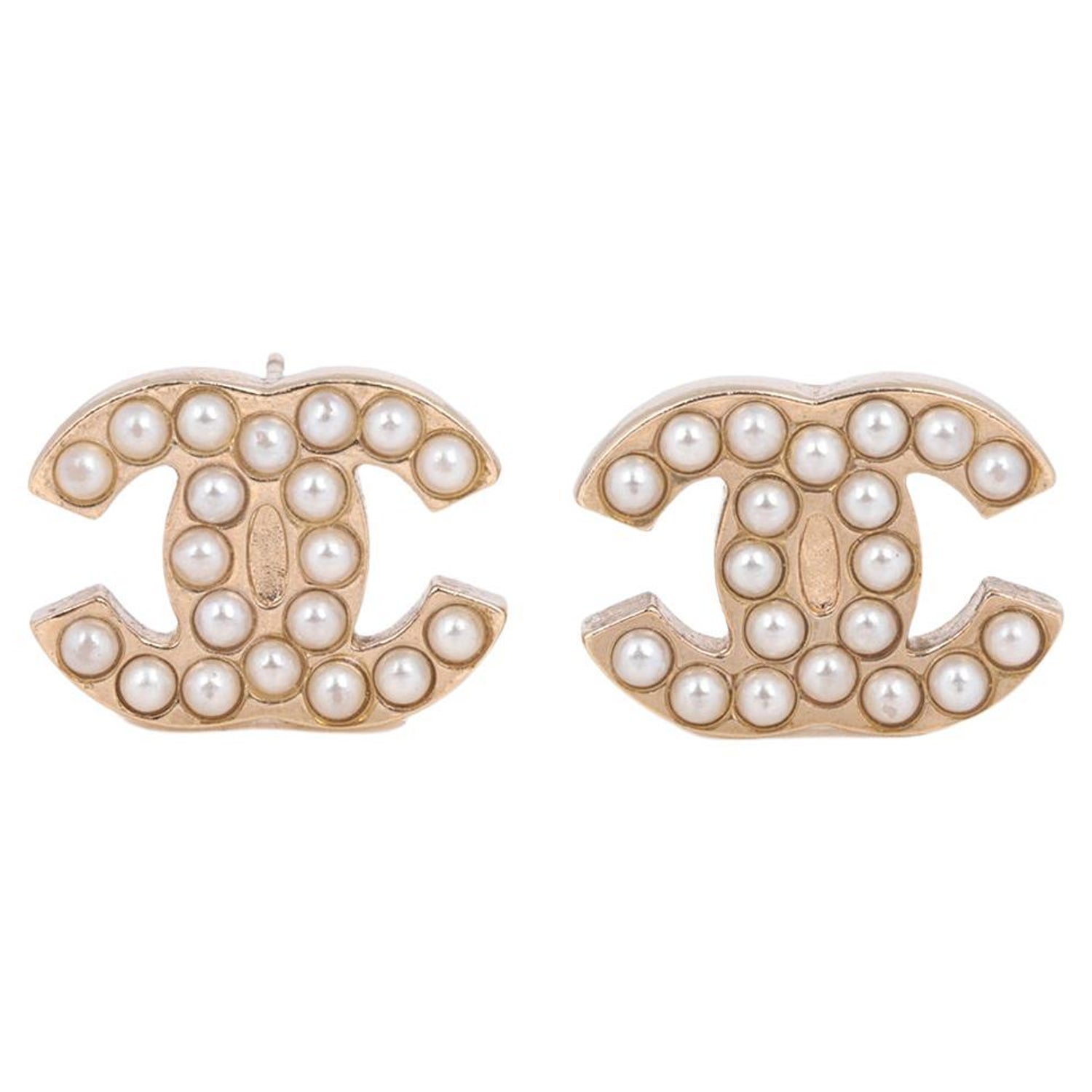 Chanel Pearl Halo Stud Earrings in Gold