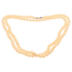 Chanel Faux Pearl Snowflake Bead Strand Necklace
