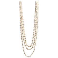 Chanel Faux Pearl Three Strand CC Necklace, 2014