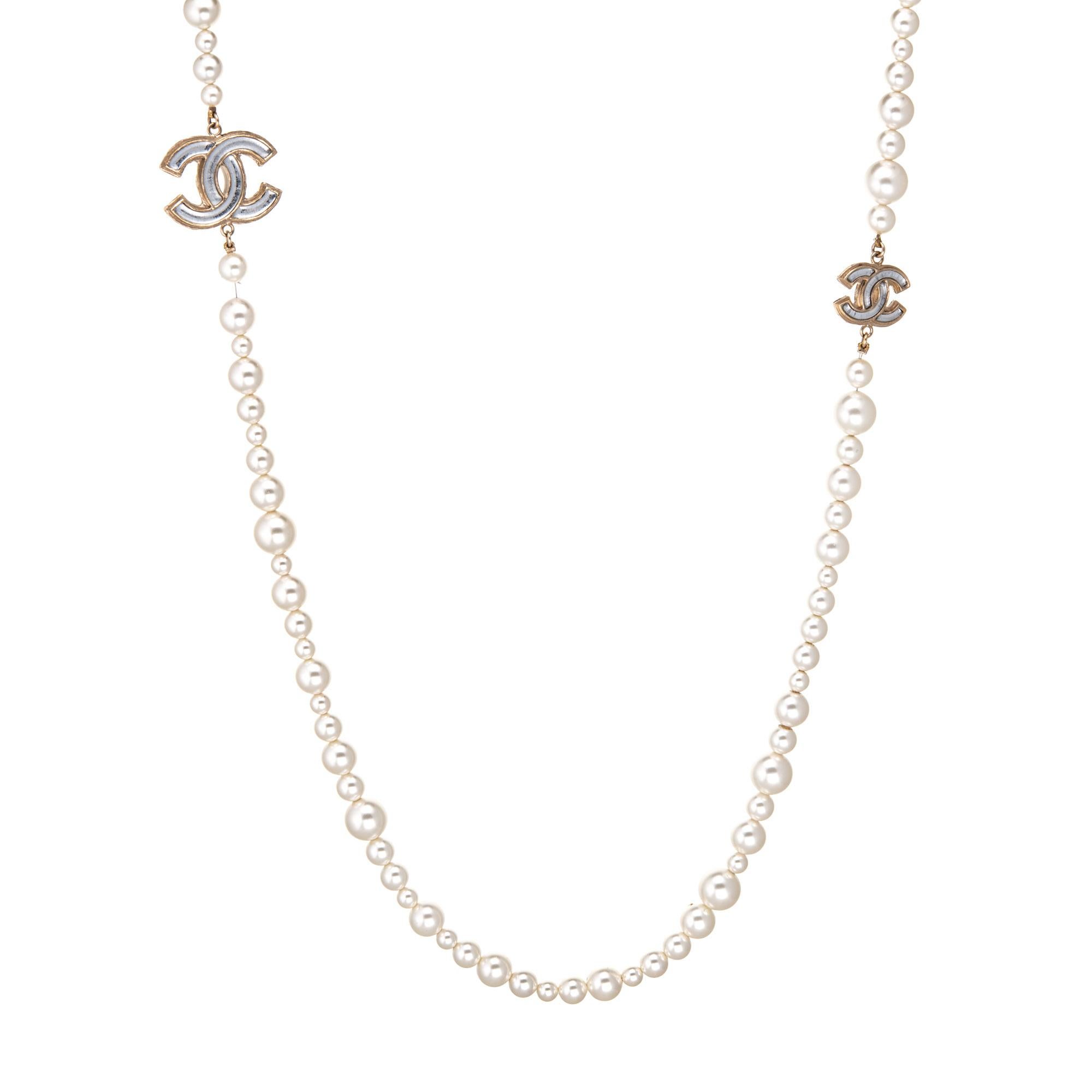 faux chanel long pearl necklace