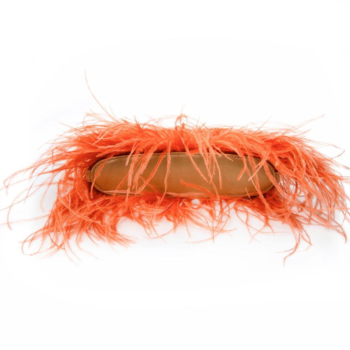 orange feather purse
