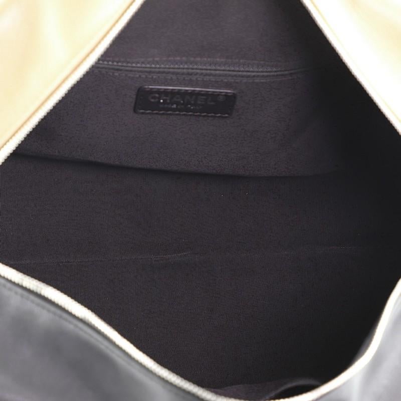 Black Chanel Feather Weight Bowling Bag Quilted Lambskin Medium