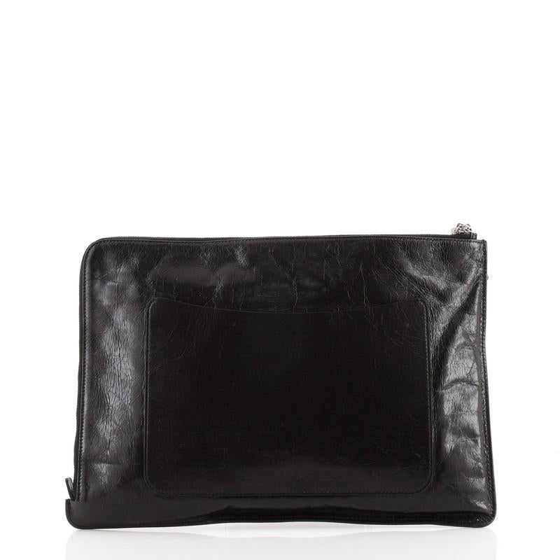 Black Chanel Feminine Pouch Crinkled Leather Large