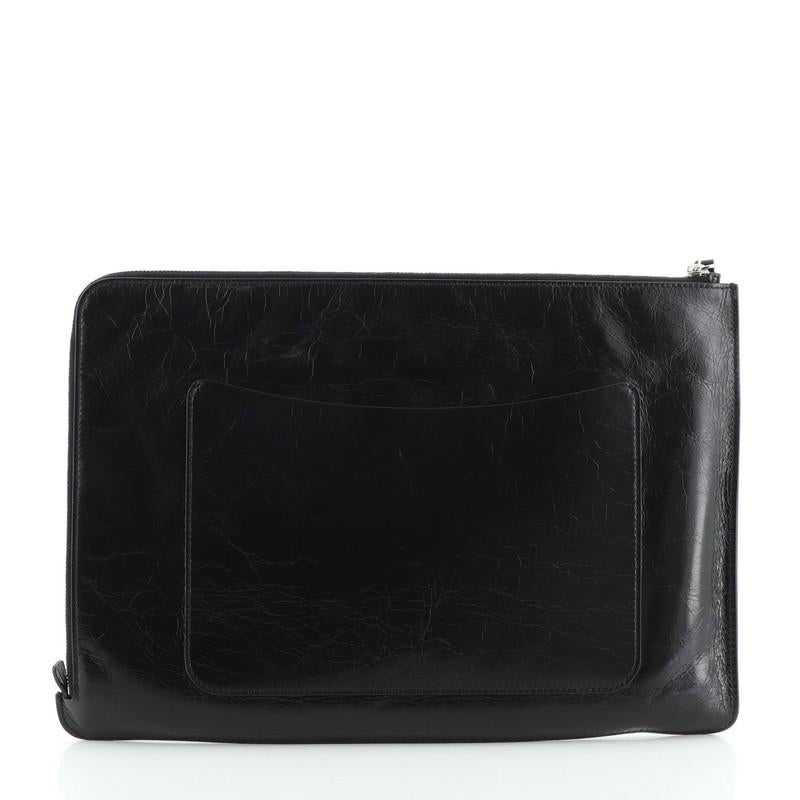 Chanel Feminine Pouch Crinkled Leather Large In Good Condition In NY, NY