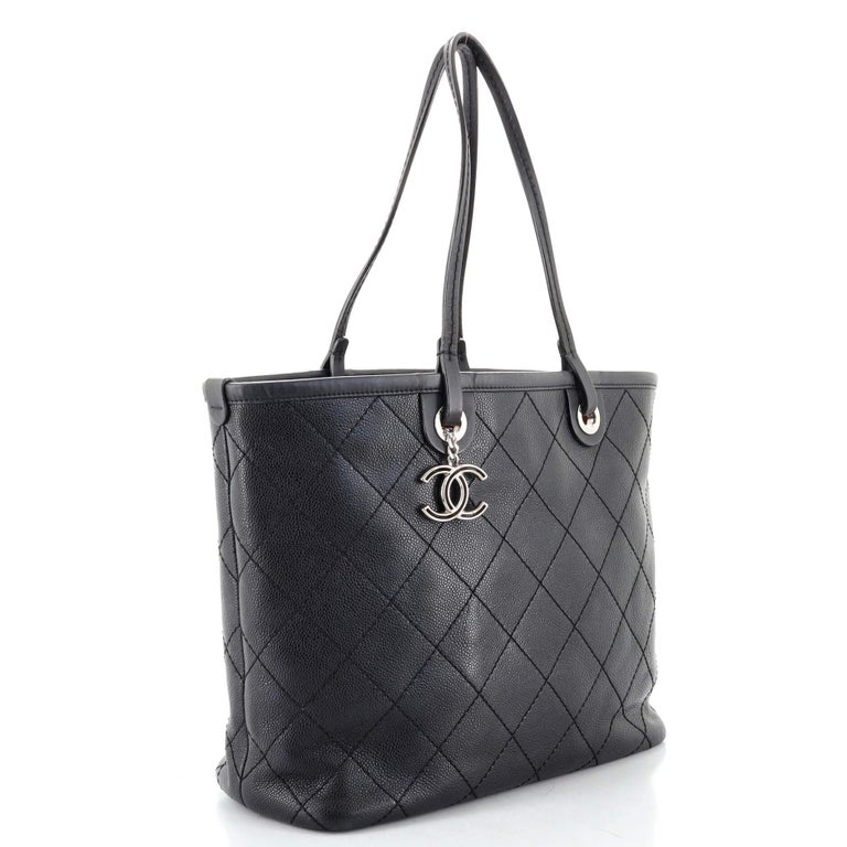 Chanel Black Quilted Caviar Leather Fever Tote