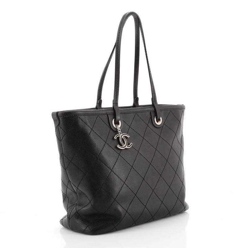 Black Chanel Fever Tote Quilted Caviar Medium