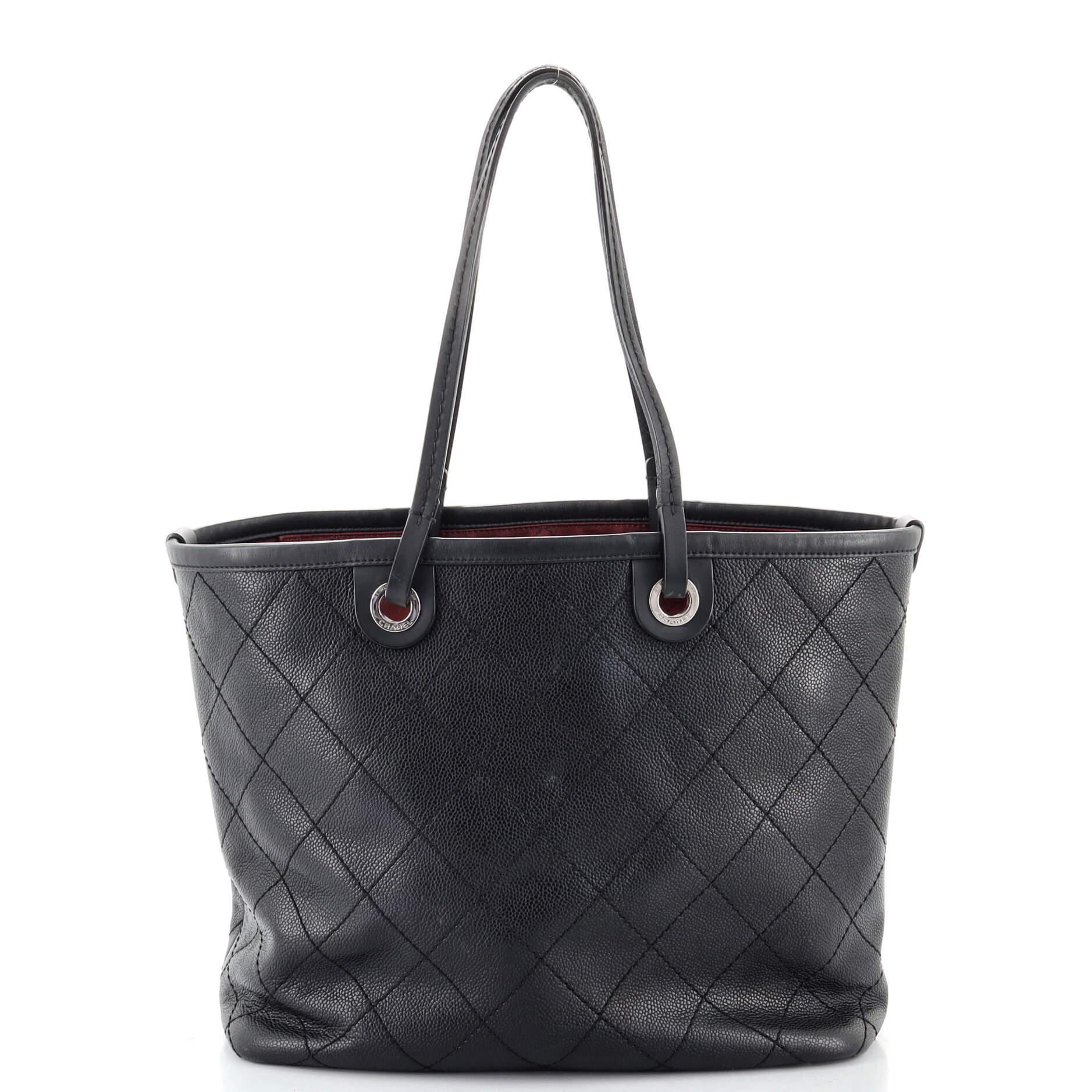 Black Chanel Fever Tote Quilted Caviar Medium
