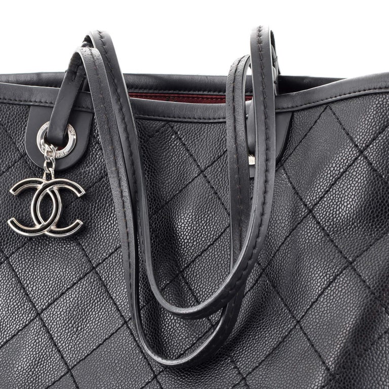 Chanel Black Quilted Leather Shopping Fever Tote Chanel